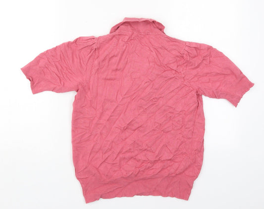 Marks and Spencer Womens Pink Collared Viscose Pullover Jumper Size 10