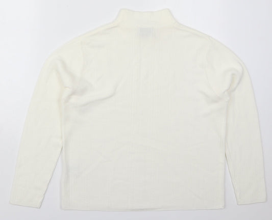 Emreco Womens White Round Neck Acrylic Pullover Jumper Size 18
