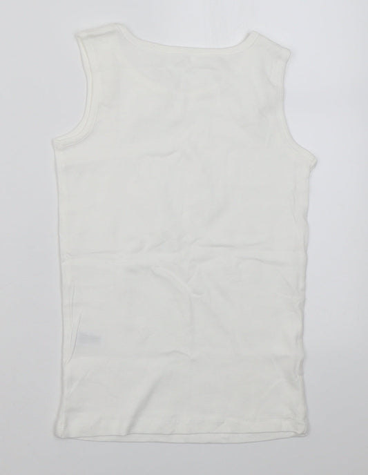 Dunnes Stores Boys White Cotton Basic Tank Size 9-10 Years Crew Neck Pullover