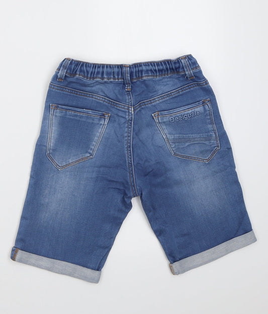 Desigual Boys Blue Cotton Bermuda Shorts Size 7-8 Years Regular Buckle