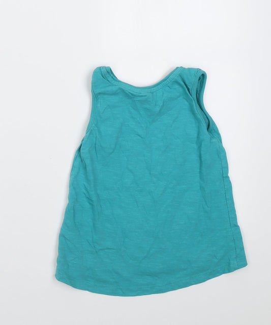 TU Girls Blue Cotton Basic Tank Size 4-5 Years Crew Neck Pullover