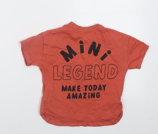 George Boys Orange Cotton Basic T-Shirt Size 2-3 Years Crew Neck Pullover - mini dude
