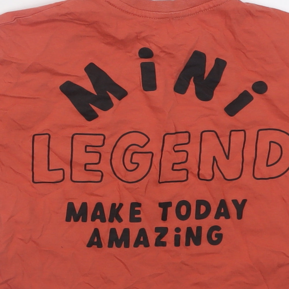 George Boys Orange Cotton Basic T-Shirt Size 2-3 Years Crew Neck Pullover - mini dude