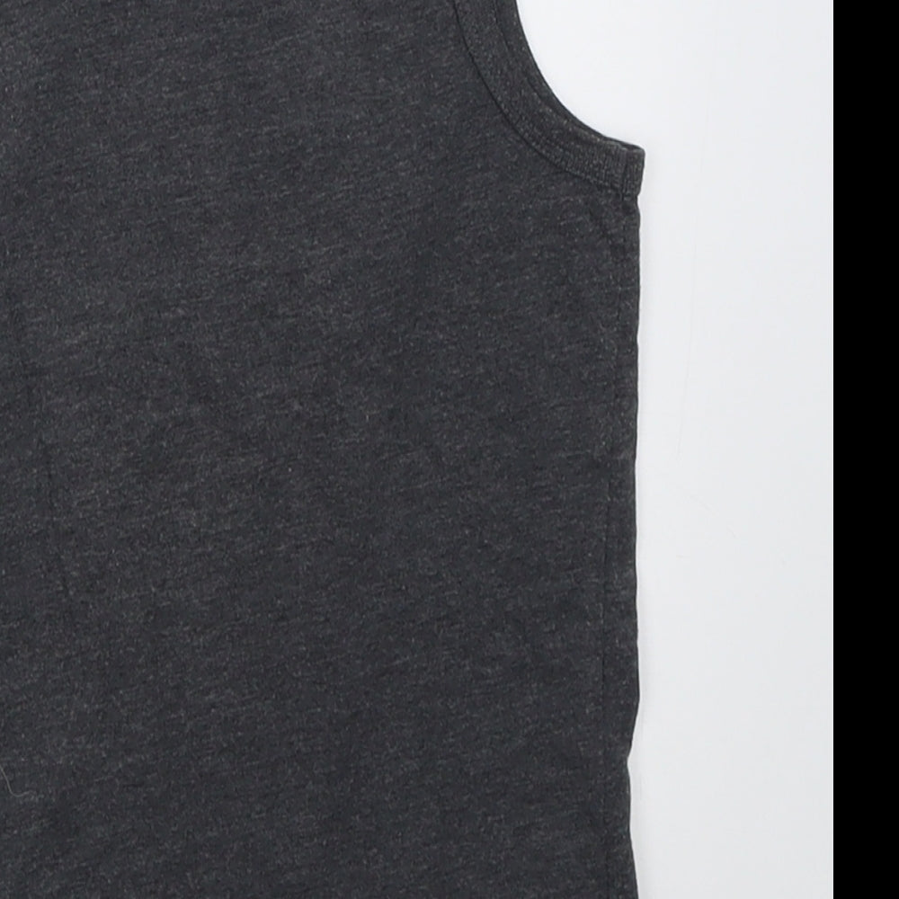 NEXT Boys Grey Cotton Basic Tank Size 4 Years Crew Neck Pullover