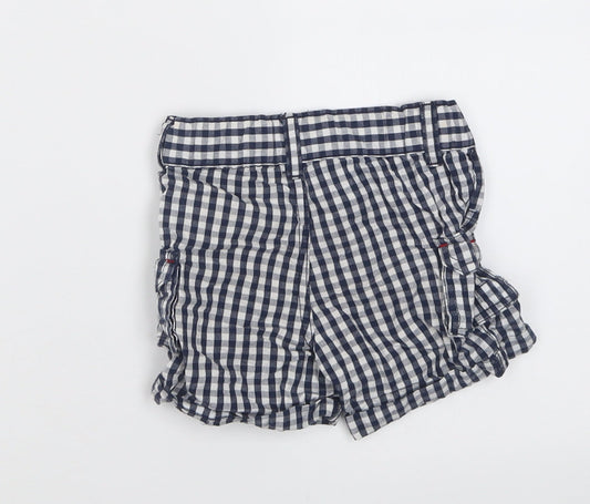 Babaluno Boys Blue Check Cotton Cropped Trousers Size 6-9 Months Button