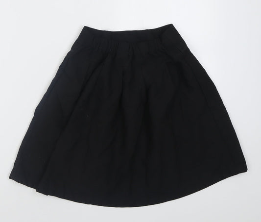 TU Girls Black Polyester A-Line Skirt Size 9 Years Regular Pull On - School Wear