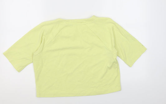 French Connection Womens Yellow Viscose Cropped T-Shirt Size M Crew Neck