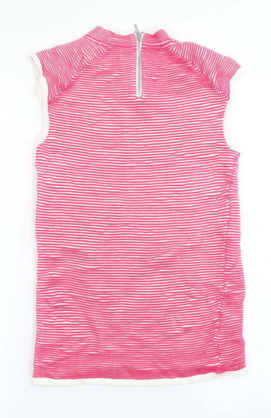 NEXT Girls Pink Viscose Pencil Dress Size 8 Years Round Neck Zip