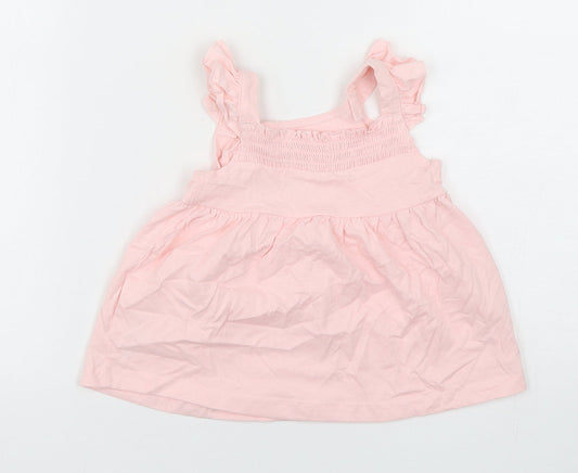George Girls Pink Cotton A-Line Size 18-24 Months Square Neck Pullover