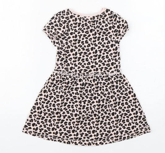 E-vie Girls Multicoloured Animal Print Cotton A-Line Size 12-18 Months Round Neck