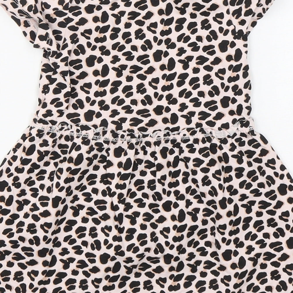 E-vie Girls Multicoloured Animal Print Cotton A-Line Size 12-18 Months Round Neck