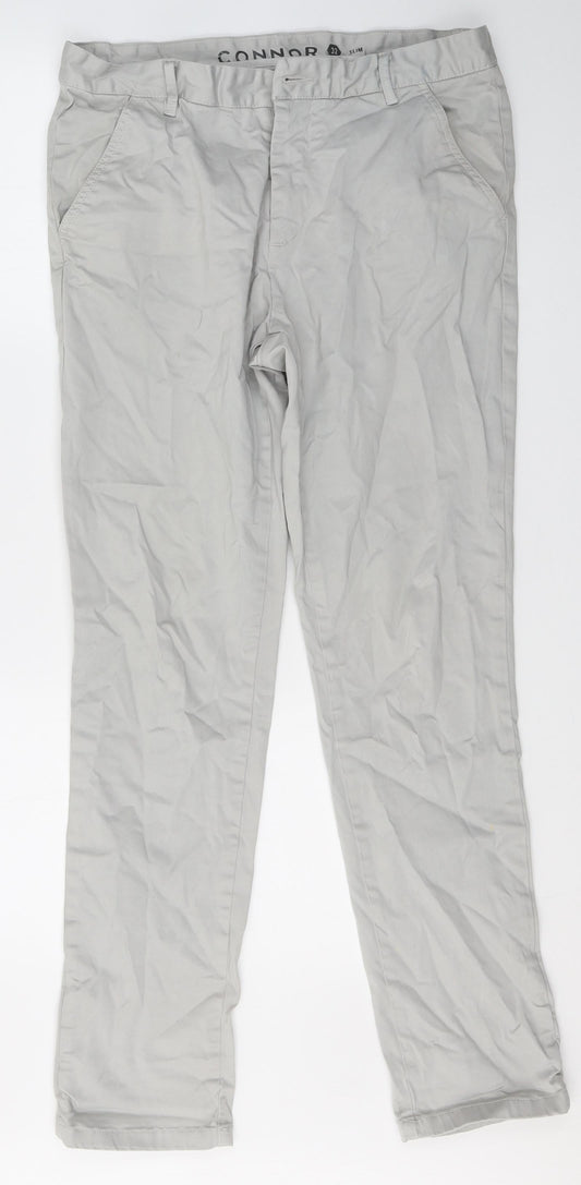 Connor Mens Grey Cotton Straight Jeans Size S L31 in Regular