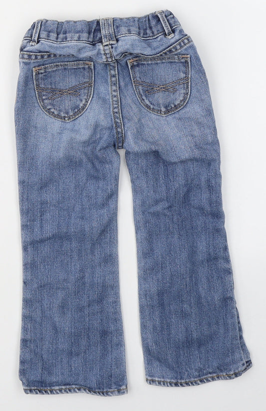 Gap Girls Blue Floral Cotton Flared Jeans Size 3 Years Regular