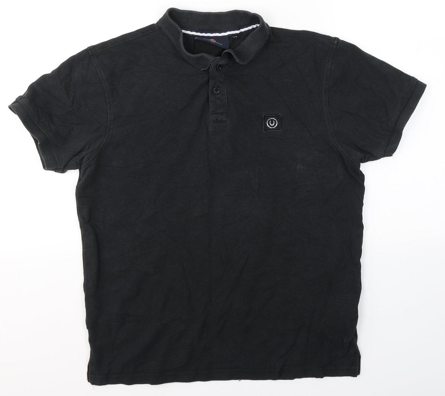 Duck and Cover Mens Black Cotton Polo Size S Collared