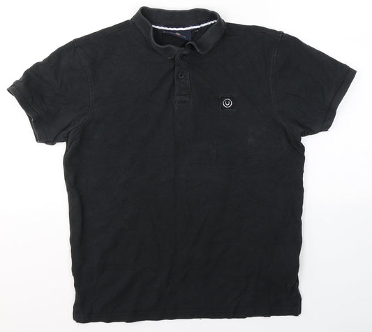 Duck and Cover Mens Black  Cotton  Polo Size S Collared