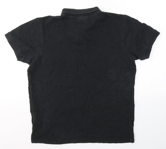 Duck and Cover Mens Black  Cotton  Polo Size S Collared