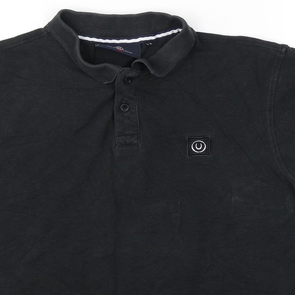 Duck and Cover Mens Black Cotton Polo Size S Collared
