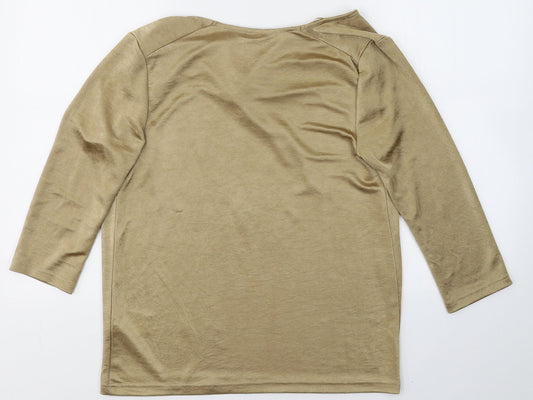H&M Womens Gold Polyester Basic Blouse Size S Scoop Neck