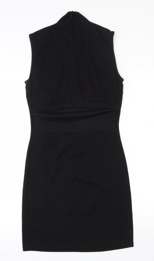 First and i Womens Black Polyester Bodycon Size M Mock Neck Zip