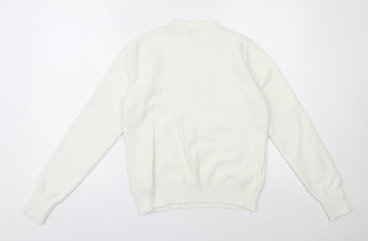 Oasis Womens Ivory Round Neck Viscose Pullover Jumper Size M