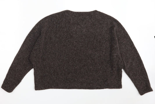 H&M Womens Brown Round Neck Acrylic Pullover Jumper Size M