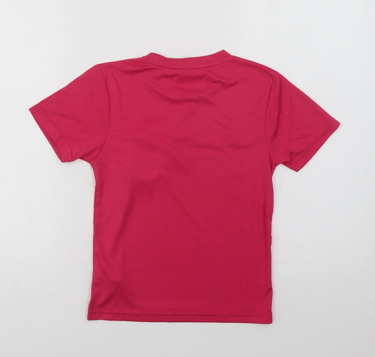 Awdis Girls Pink Polyester Basic T-Shirt Size 5-6 Years Crew Neck - Build, Believe, Achieve