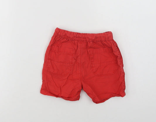NEXT Boys Red Cotton Chino Shorts Size 2-3 Years Regular Drawstring