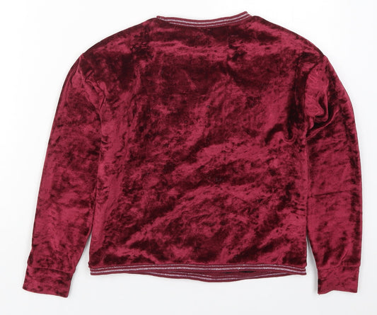 M&Co Girls Red Polyester Pullover Sweatshirt Size 9-10 Years Pullover - New York