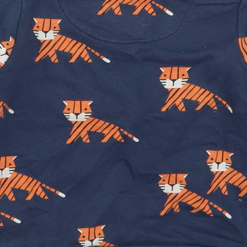 F&F Boys Beige Cotton Basic T-Shirt Size 18-24 Months Crew Neck Pullover - Tiger