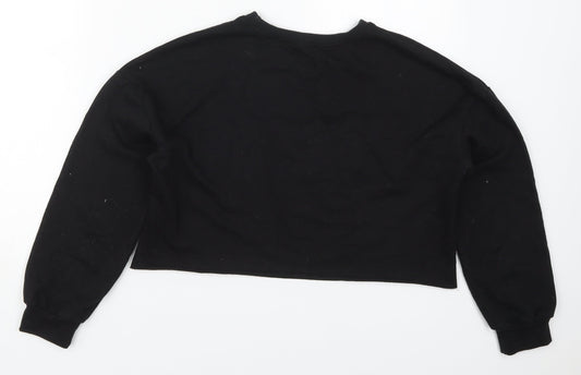 SheIn Girls Black Cotton Pullover Sweatshirt Size 11-12 Years Pullover