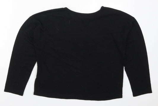 New Look Girls Black Polyester Basic T-Shirt Size 14-15 Years Crew Neck Pullover - Abstract