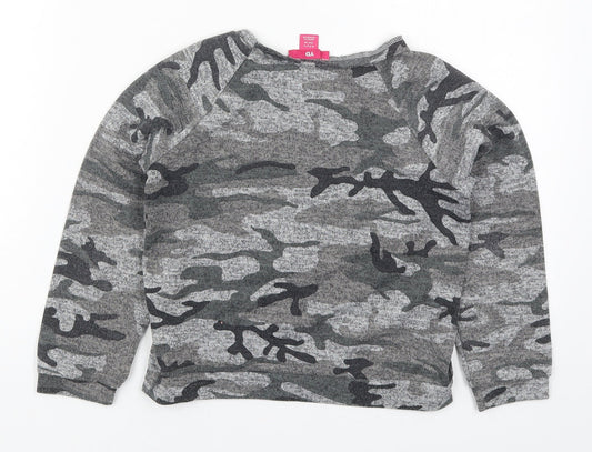 Young Dimension Girls Grey Polyester Pullover Sweatshirt Size 8-9 Years Pullover - Squad Goals