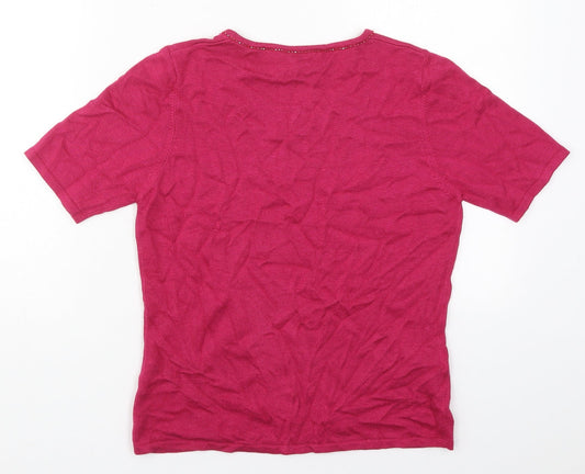 Country Casuals Womens Pink Viscose Basic T-Shirt Size S Round Neck