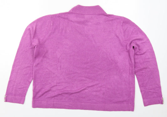 Bonmarché Womens Purple Mock Neck Acrylic Pullover Jumper Size L