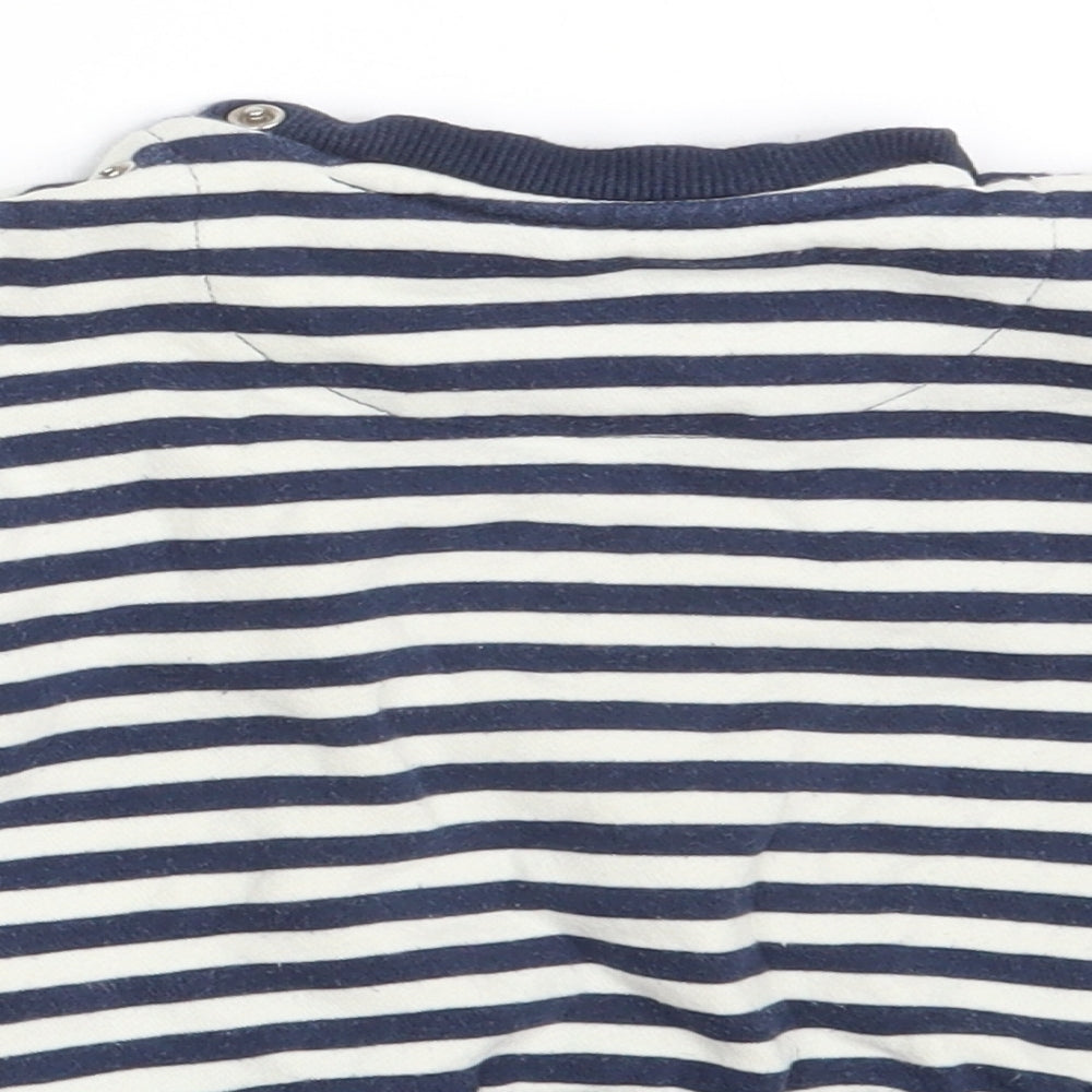 Fred & Flo Boys Blue Striped Cotton Pullover Jumper Size 0-3 Months Button - Little Person Big Heart