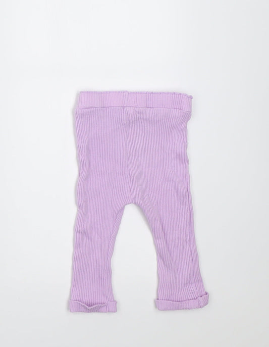Dunnes Stores Girls Purple Cotton Capri Trousers Size 3-6 Months Pullover