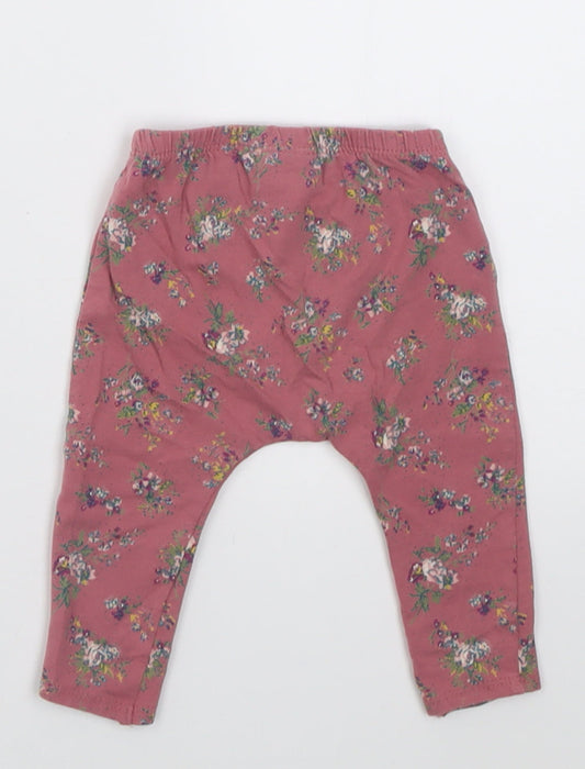 NEXT Girls Pink Floral Cotton Capri Trousers Size 3-6 Months Pullover