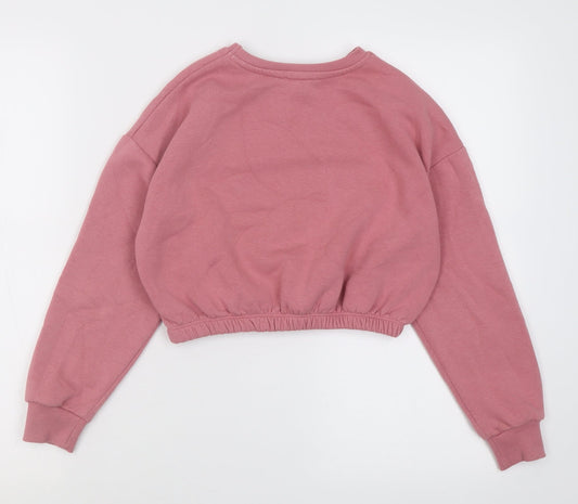 New Look Girls Pink Cotton Pullover Sweatshirt Size 10-11 Years Pullover - Bee yourself