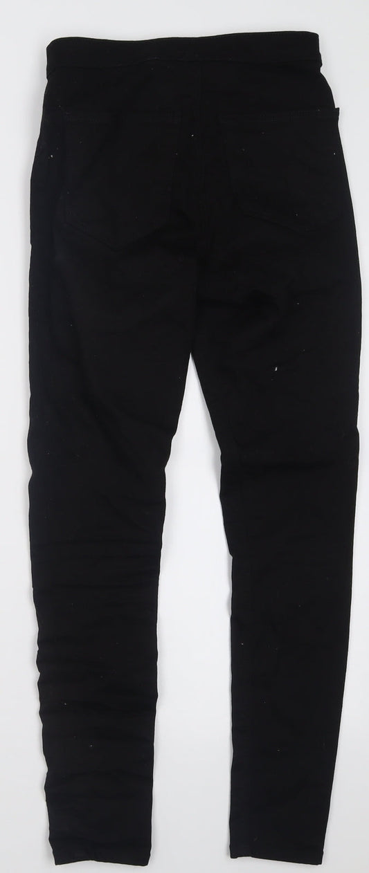 Topshop Womens Black Cotton Skinny Jeans Size 28 L32 in Regular Button