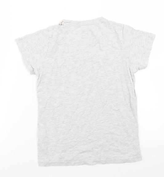 URBN DEPT Boys Grey Cotton Basic T-Shirt Size 10 Years Crew Neck - Skull