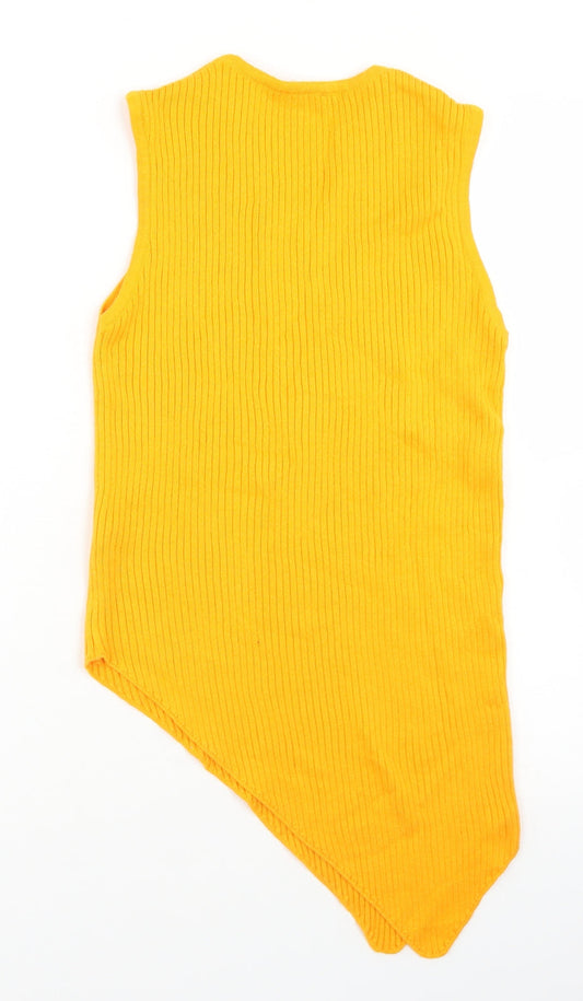 River Island Womens Yellow Acrylic Basic Tank Size 10 V-Neck