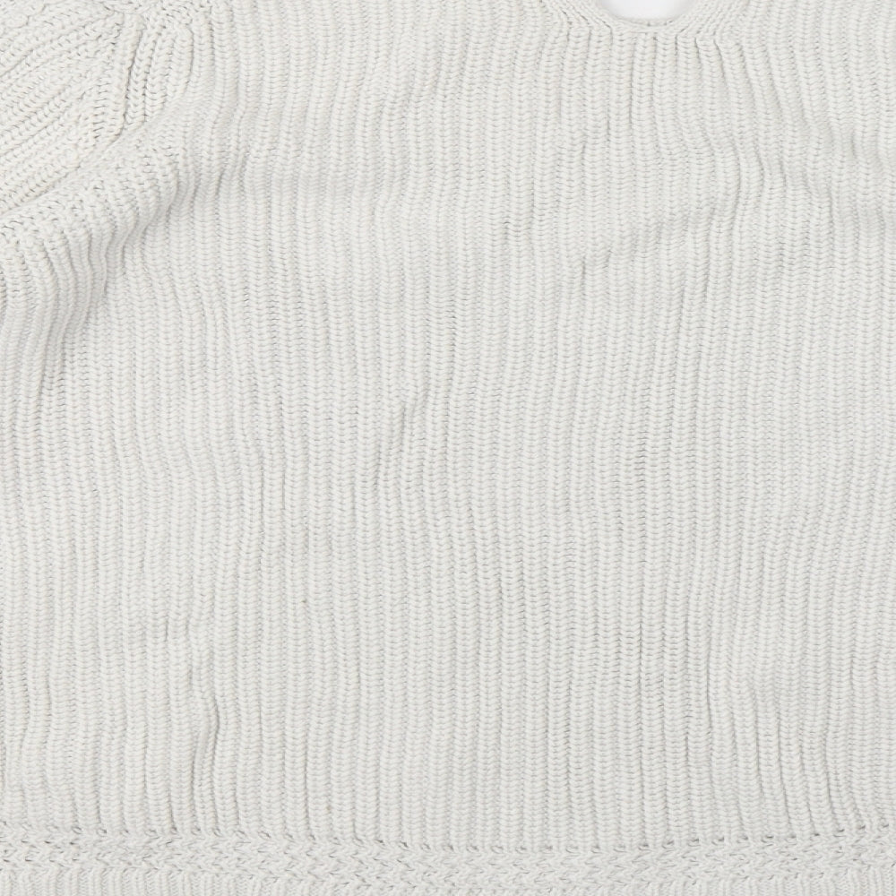 Marks and Spencer Womens White Round Neck Cotton Pullover Jumper Size XL