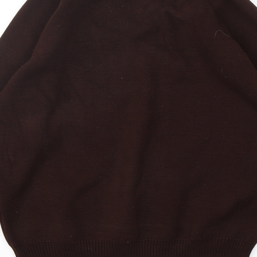 Hunter Boys Brown V-Neck Acrylic Pullover Jumper Size S Pullover