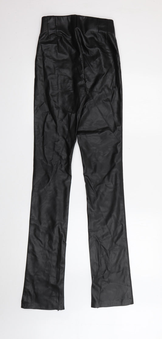 Zara Womens Black Acrylic Trousers Size 24 in Regular Zip