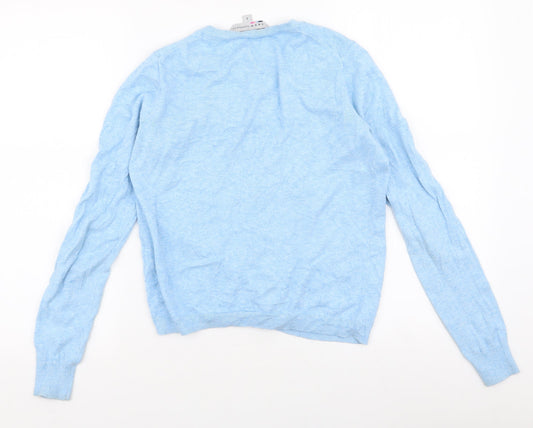 Crew Clothing Womens Blue Round Neck Cotton Cardigan Jumper Size 8