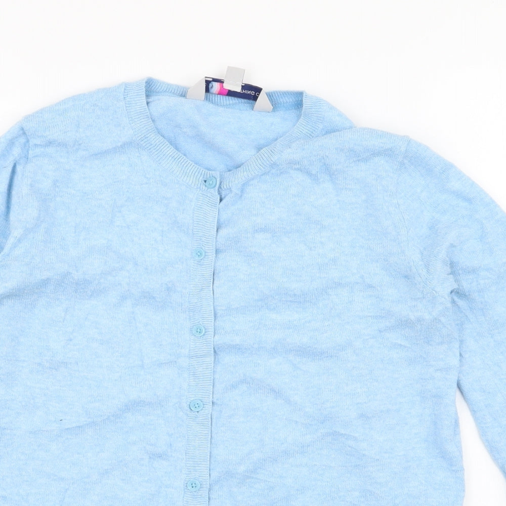 Crew Clothing Womens Blue Round Neck Cotton Cardigan Jumper Size 8