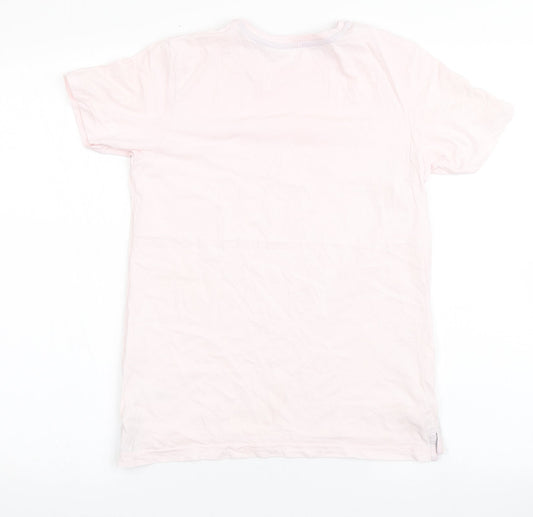 George Boys Pink Cotton Basic T-Shirt Size 10-11 Years Round Neck Pullover