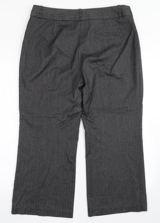 Marks and Spencer Womens Grey Polyester Trousers Size 16 L24.5 in Regular Button - Short Leg