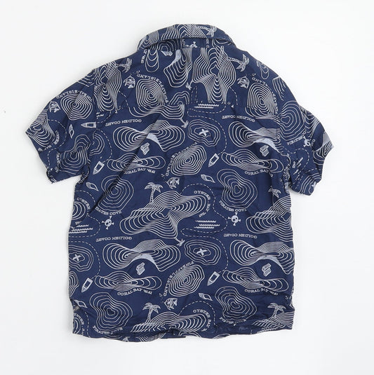 Matalan Boys Blue 100% Cotton Basic Button-Up Size 9-12 Months Collared Button - Pirates Cove