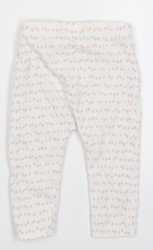 George Girls White Polka Dot Cotton Sweatpants Trousers Size 6-9 Months - Pink Polka Dot